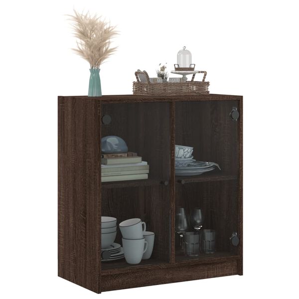 vidaXL Mobile con Ante in Vetro Rovere Marrone 68x37x75,5 cm