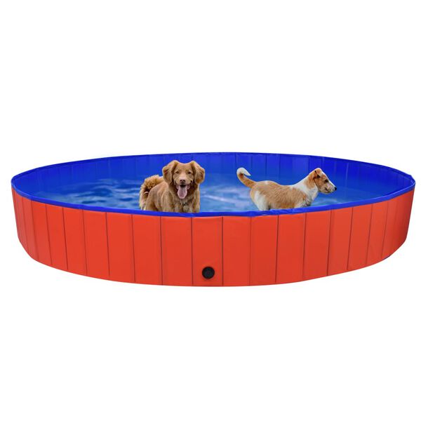 vidaXL Piscina per Cani Pieghevole Rossa 300x40 cm in PVC