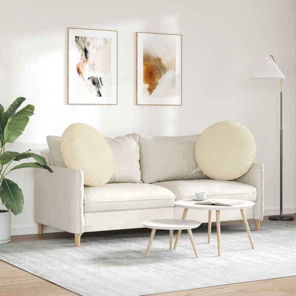 vidaXL Cuscini per Seduta 2 pcs Crema Ø60 x 21 cm Tessuto