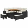 vidaXL Set Divano da Giardino 8 pcs Nero polyrattan