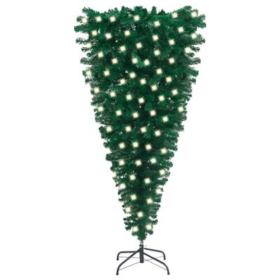 vidaXL Albero di Natale Capovolto Preiluminato 150 cm Verde PVC
