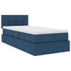 vidaXL Letto con contenitore e LED con led Blu 90 x 190 cm Tessuto