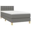 vidaXL Letto a Molle Materasso e LED Grigio Scuro 90x190 cm in Tessuto