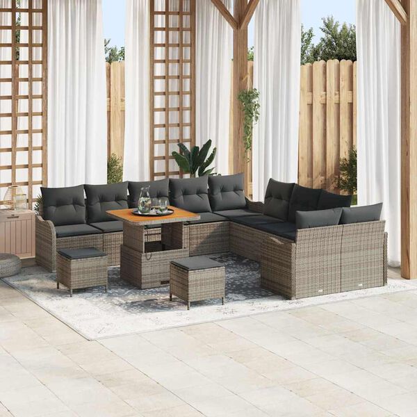 vidaXL Set Divano da Giardino 13 pcs Grigio polyrattan