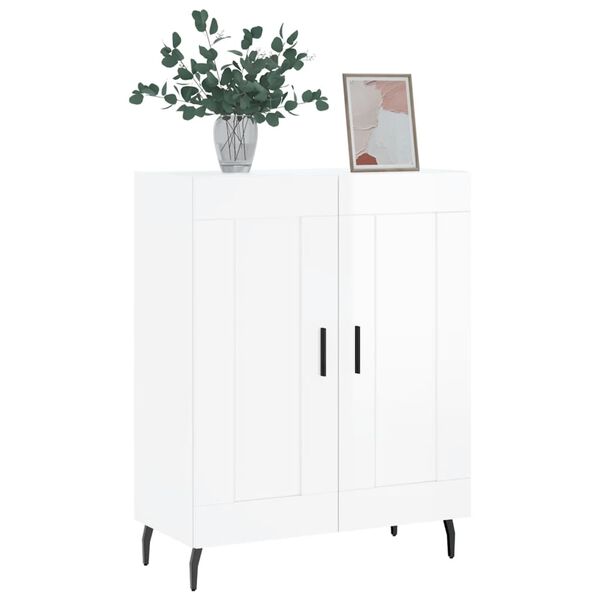 vidaXL Credenza 69,5x34x90 cm in Legno Multistrato Bianco Lucido