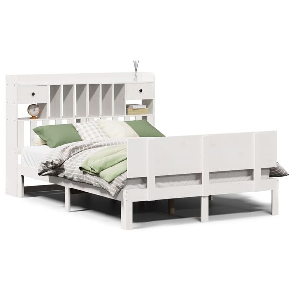 vidaXL Letto Libreria senza Materasso Bianco 140x200 cm Legno di Pino