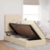vidaXL Letto con contenitore e LED Crema 100 x 200 cm Poliestere