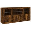 vidaXL Credenza con Luci LED Rovere Fumo 142,5x37x67 cm