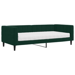 vidaXL Divano Letto con Materasso Verde Scuro 90x200 cm in Velluto