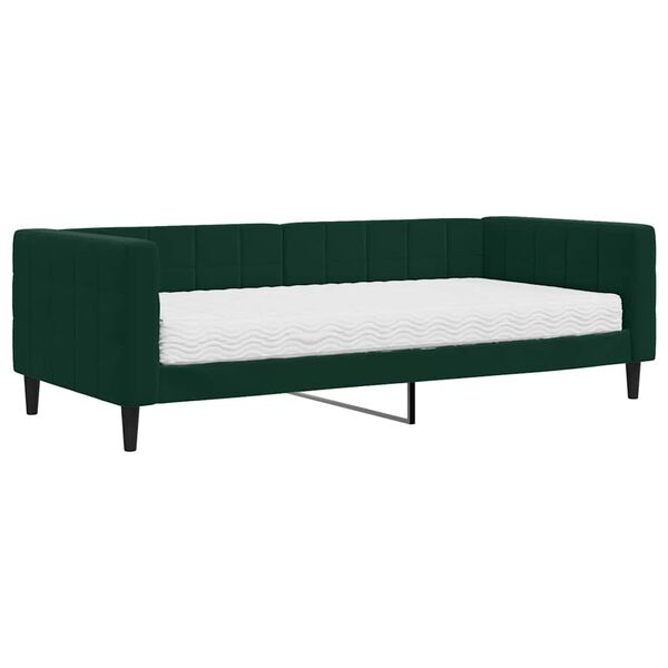 vidaXL Divano Letto con Materasso Verde Scuro 90x200 cm in Velluto