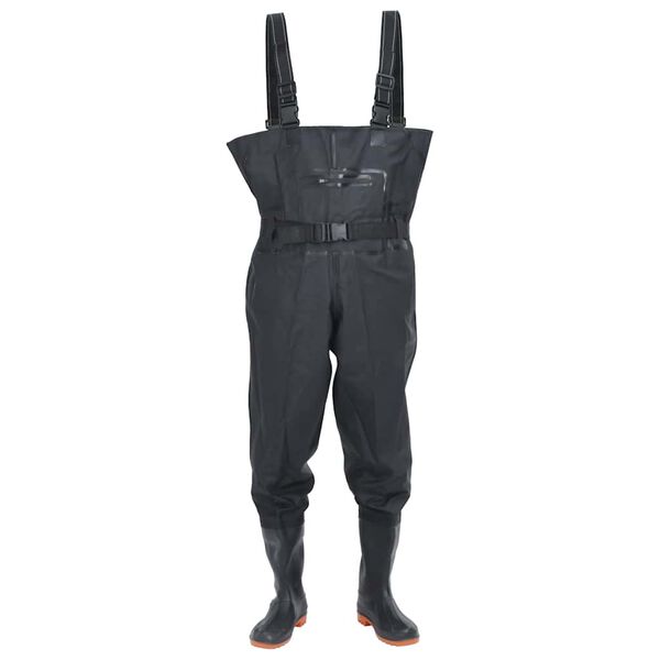 vidaXL Wader con Stivali e Cintura Nero Taglia 46