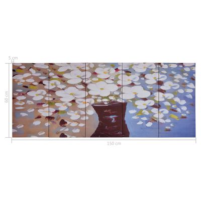 vidaXL Set Stampa su Tela da Muro Fiori in Vaso Multicolore 150x60 cm