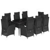 vidaXL Set da Pranzo da Giardino 9 pz con Cuscini Nero in Polyrattan