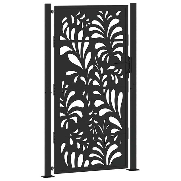 vidaXL Cancello da giardino nero 100x175 cm in acciaio design ondulato