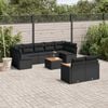 vidaXL Set Divani da Giardino 10pz con Cuscini in Polyrattan Nero
