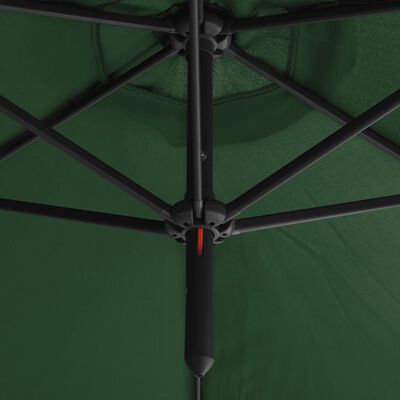 vidaXL Ombrellone Doppio con Palo in Acciaio Verde 600 cm