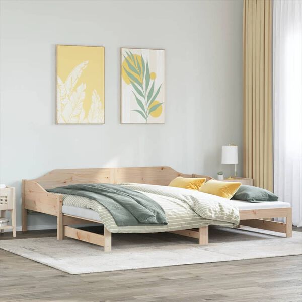 vidaXL Divano Letto con Letto Estraibile 80x200cm Legno Massello Pino