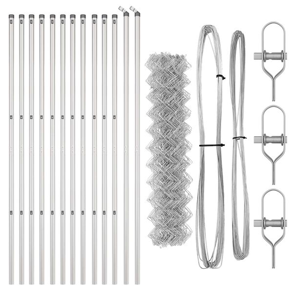 vidaXL Recinzione a maglie con posti Argento 1.2 x 25 m Acciaio