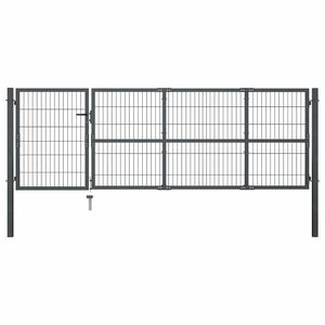 vidaXL Cancello da Giardino con Pali in Acciaio 350x100 cm Antracite