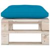 vidaXL Pouf da Giardino su Pallet con Cuscino Blu in Legno di Pino