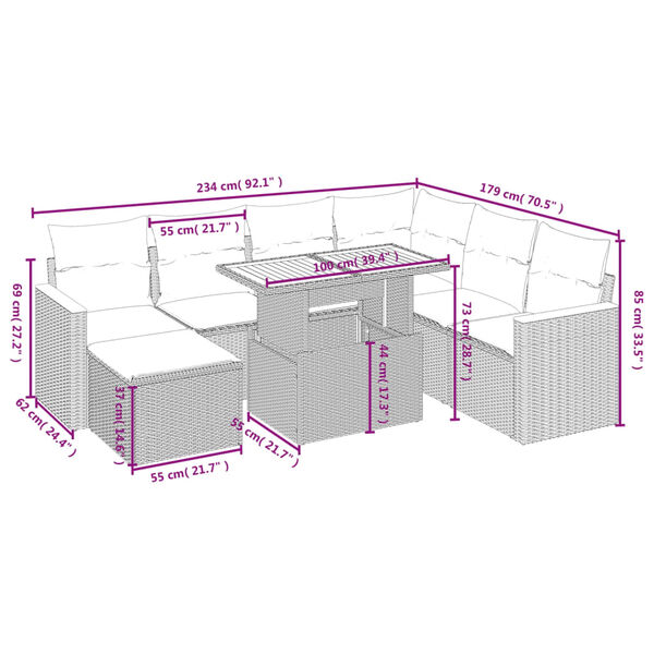 vidaXL Set Divani da Giardino con Cuscini 8 pz Nero in Polyrattan