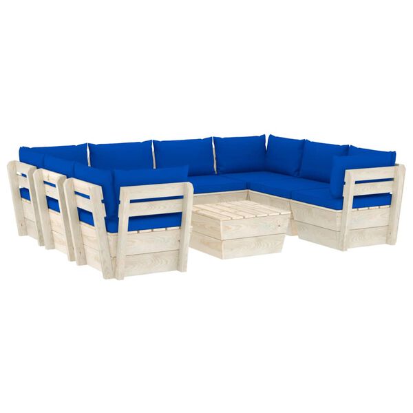 vidaXL Set Divani da Giardino su Pallet 9 pz con Cuscini Legno Abete