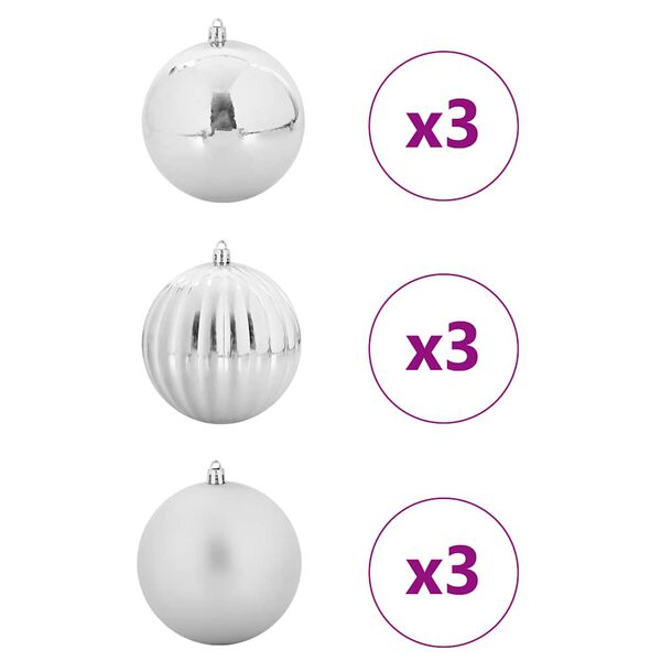 vidaXL Set di palline di Natale XL 9 pcs Argento Plastica