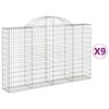 vidaXL Cesti Gabbioni ad Arco 9 pz 200x30x120/140 cm Ferro Zincato