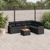 vidaXL Set Divani da Giardino con Cuscini 7pz Nero Polyrattan