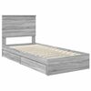 vidaXL Letto con Contenitore con testiera Grigio Sonoma 100 x 200 cm