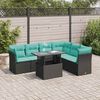 vidaXL Set Divani Giardino 7 pz con Cuscini Nero Polyrattan Acacia