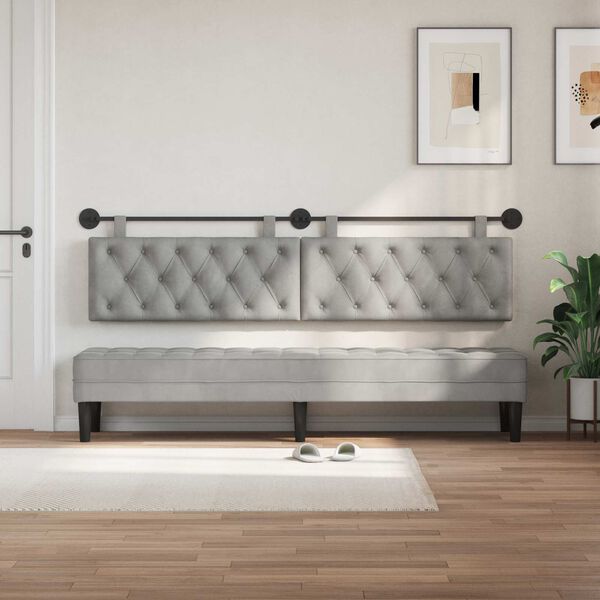 vidaXL Testata appesa Grigio chiaro 210 x 55 x 7 cm Velluto