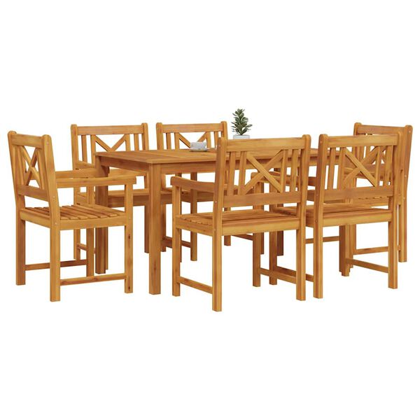 vidaXL Set da Pranzo per Giardino 7 pcs Marrone
