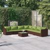 vidaXL Set Divani da Giardino 8 pz con Cuscini in Polyrattan Marrone