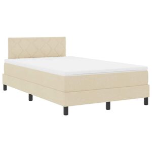 vidaXL Letto a molle con materasso con led Crema 120 x 190 cm Tessuto