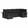 vidaXL Set Divano da Giardino 6 pz con Cuscini Nero in Polyrattan