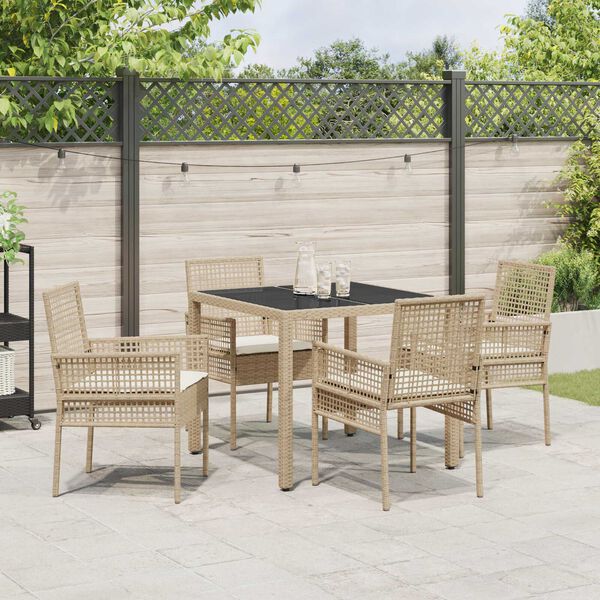 vidaXL Set da Pranzo per Giardino 5 pcs Beige polyrattan