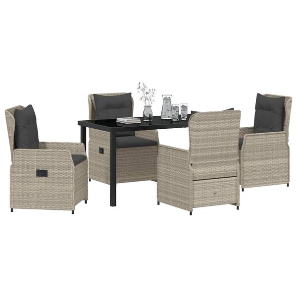 vidaXL Set da Pranzo per Giardino 5 pcs Grigio chiaro polyrattan