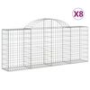 vidaXL Cesti Gabbioni ad Arco 8 pz 200x30x80/100 cm Ferro Zincato