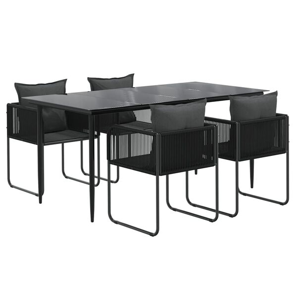 vidaXL Set da Pranzo da Giardino 5 pz Nero