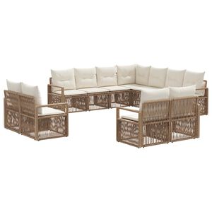 vidaXL Set Divano da Giardino 11 pcs Beige polyrattan
