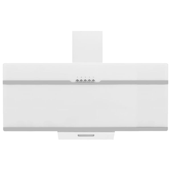 vidaXL Cappa a Parete 90 cm in Acciaio Inox e Vetro Temperato Bianco
