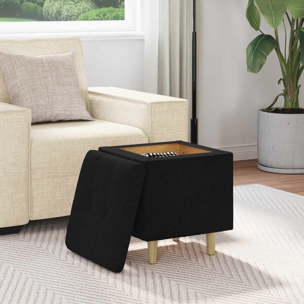 vidaXL Pouf contenitore con cuscino Nero 40 x 40 x 45 cm Tessuto