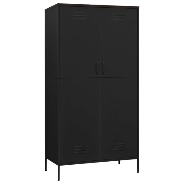 vidaXL Armadio Nero 90x50x180 cm in Acciaio