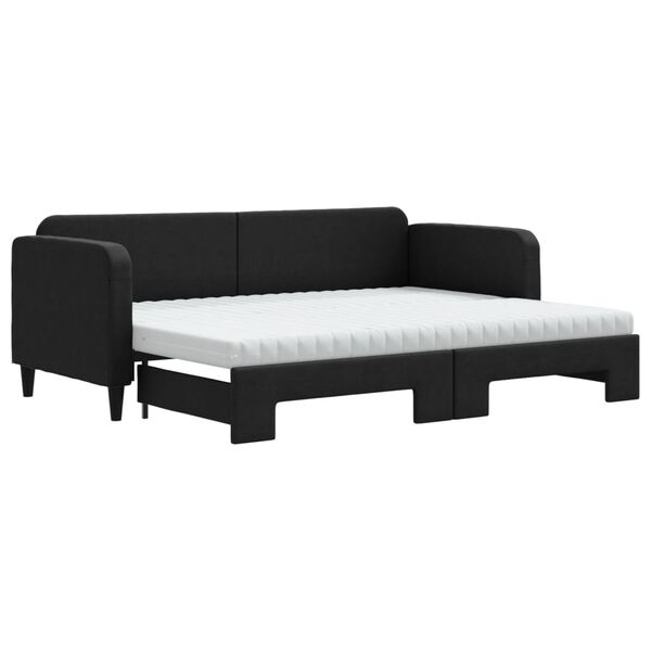 vidaXL Divano Letto Estraibile con Materassi Nero 80x200 cm Tessuto