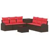 vidaXL Set di divani 8 pz Marrone e Rosso 55 x 55 x 37 cm