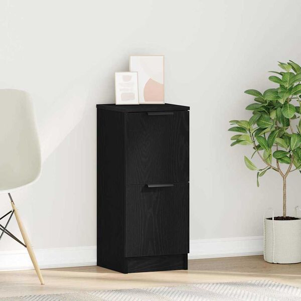 vidaXL Credenza Rovere Nero 30 x 30 x 70 cm Legno multistrato