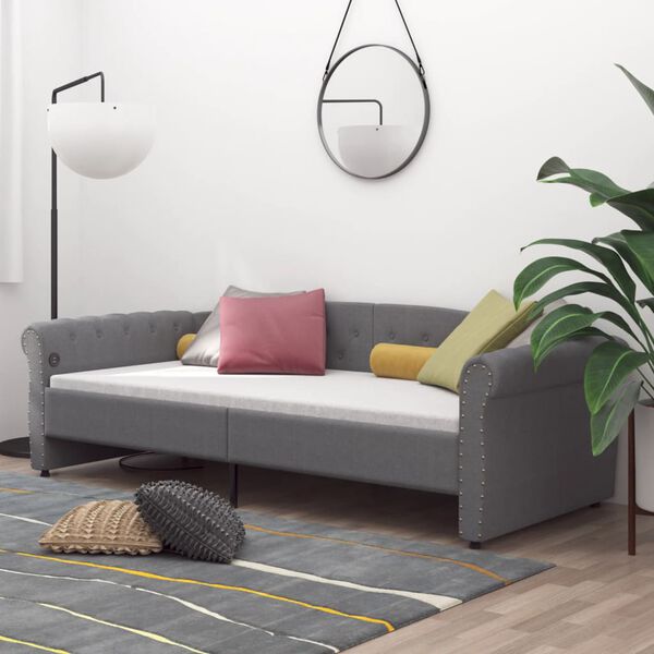 vidaXL Dormeuse con Materasso USB Grigio Chiaro in Tessuto 90x200 cm