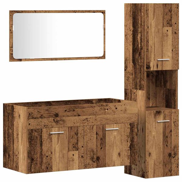 vidaXL Set Mobili da Bagno 3 pz Legno Antico in Legno Multistrato