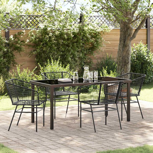 vidaXL Set da Pranzo per Giardino 5 pcs Nero polyrattan